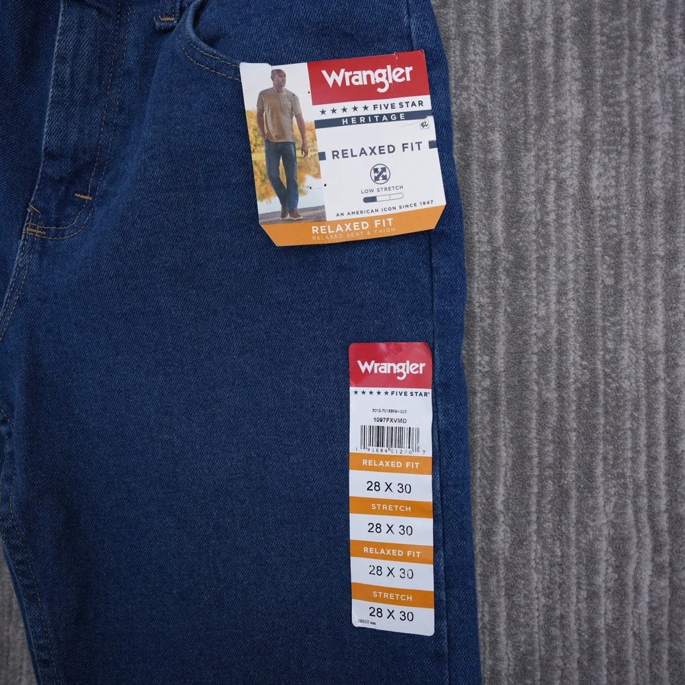 Wrangler Five Star Heritage Relaxed Fit Jeans Blue Stretch 28x30 1097FXVMD